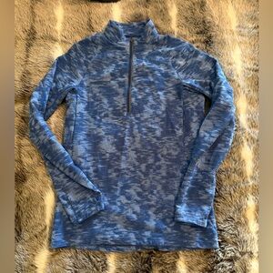 Men's XS LULULEMON surge Blue camo half-Zip SWEATER SHIRT LONG SLEEVE